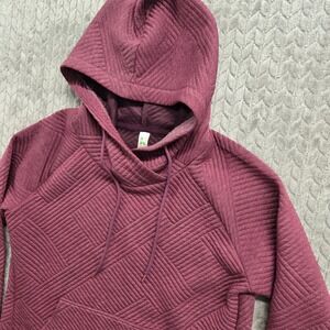GreenTea‎ Quilted Geometric Hoodie Purple Oxford Women's Medium Textured Casual